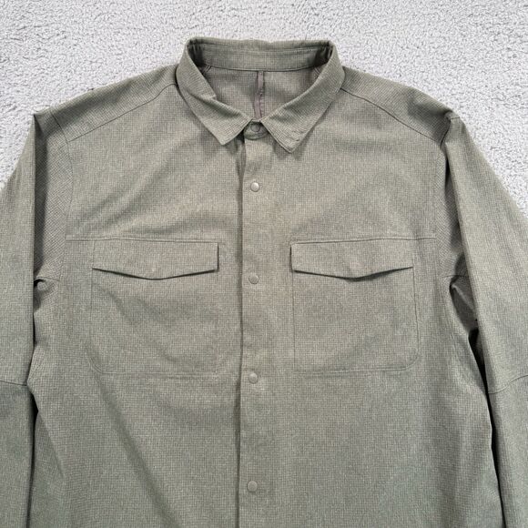 Lululemon‎ Shirt Mens XL Green Snap Button Performance Stretch Long Sleeve - Picture 3 of 9